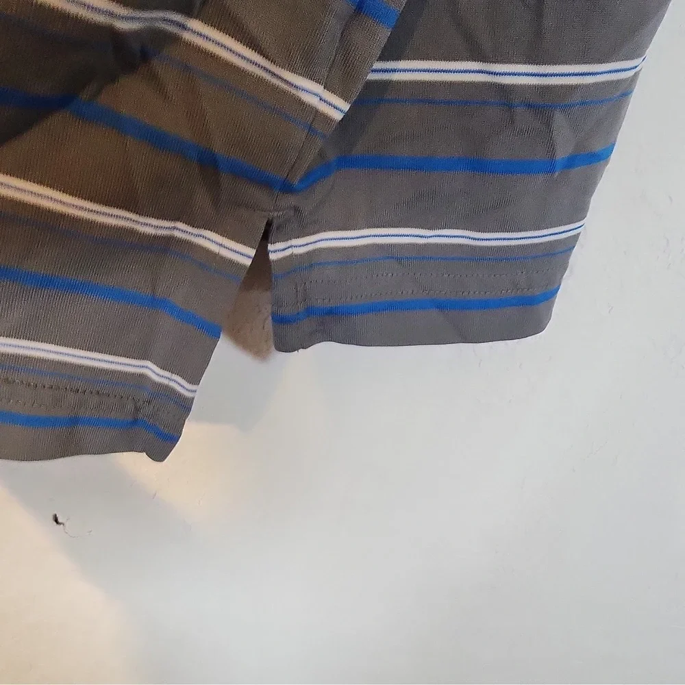 adidas Climalite Moisture Wicking Men's L Striped Golf Polo Gray Blue